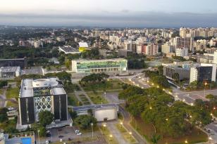 Vista aérea de drone do Palácio Iguaçu