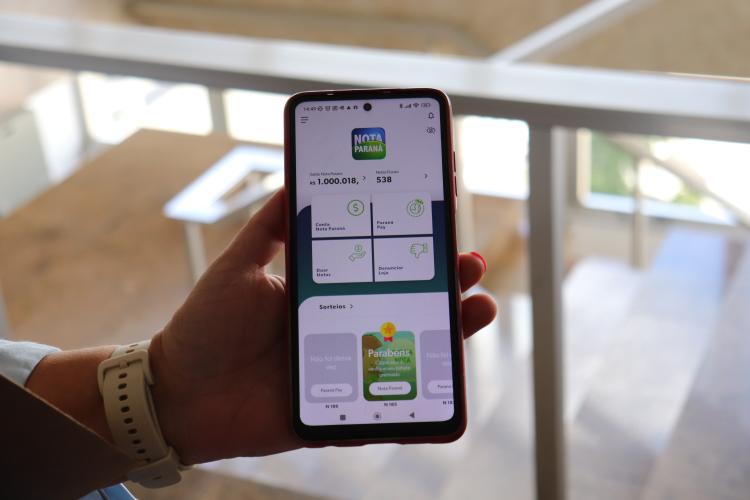Tela do App Nota Paraná com Prêmio de 1 Milhão de Reais