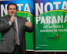 O Governo do Estado entrega os três principais prêmios do sorteio de Abril do programa Nota Paraná, de R$ 20 mil, R$ 30 mil e R$ 50 mil. A solenidade de premiação acontece na Secretaria de Estado da Fazenda, em Curitiba nesta quarta-feira (17).   Curitiba, 17/04/2019 -  Foto: Geraldo Bubniak/ANPr
