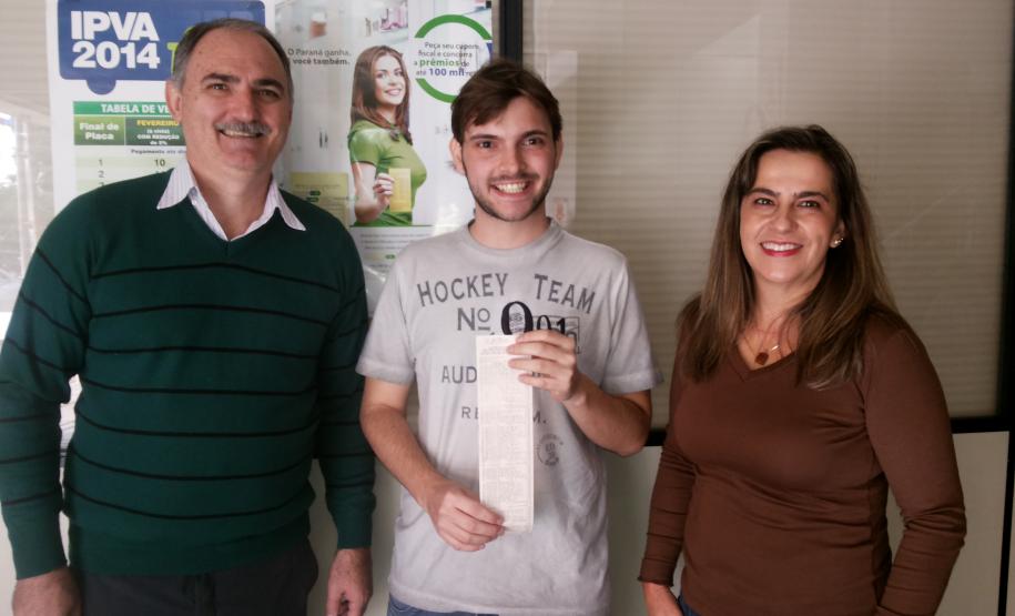 Thiago Augusto dos Santos, morador de Colorado, no norte do Paraná, já foi contemplado três vezes na campanha Nota Fiscal Paranaense.