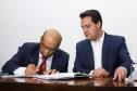 O governador Carlos Massa Ratinho Júnior, participa da posse do secretário de Estado da Fazenda, Renê de Oliveira Garcia Junior. 