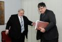O ministro do STJ, Félix Fischer, com o secretário da representação do Paraná em Brasília, Amaury Scudero (Brasília, 31/01/2013)