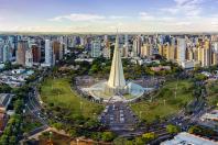 Maringá - Imagem de drone da região central de Maringá com vista da catedral. Foto: Roberto Dziura Jr./AEN