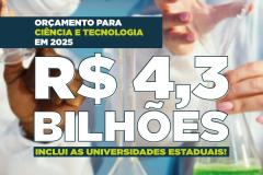 4,3 bi para ciência e tecno.