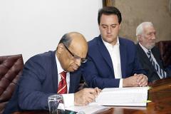 O governador Carlos Massa Ratinho Júnior, participa da posse do secretário de Estado da Fazenda, Renê de Oliveira Garcia Junior. 